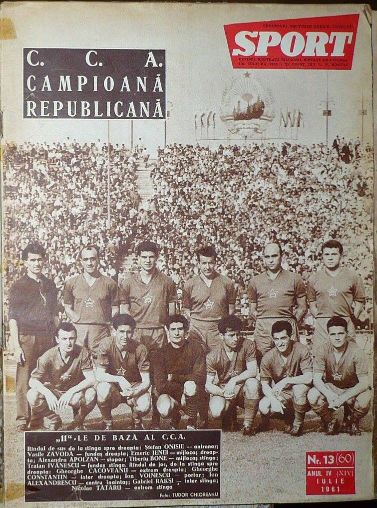 C.C.A. Campiona republicană - Coperta revistei SPORT, nr 13(60) din iulie 1961